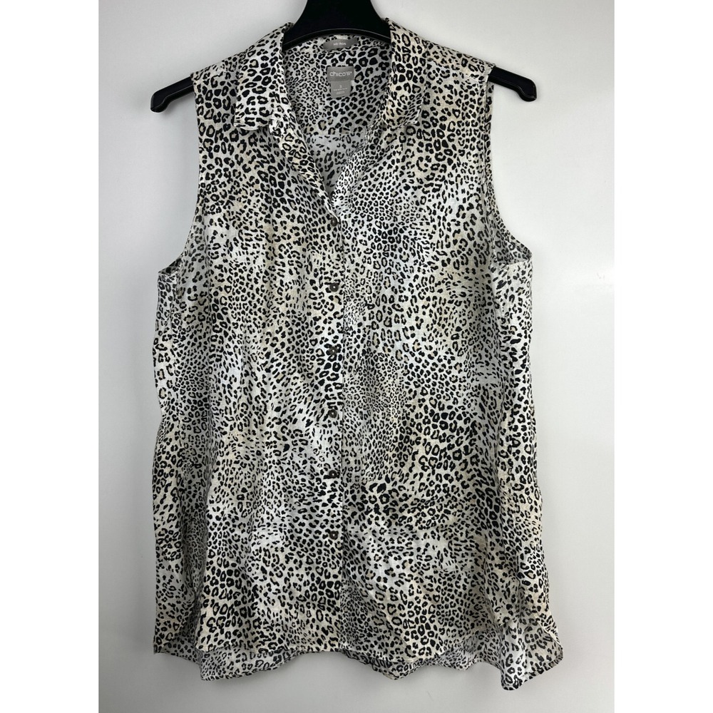 Chico's Bundle of 2 100% Linen No Iron Sleeveless Tunic Tops Plus Size 3 16/18 - Picture 3 of 16